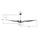 FLETCHER 56 inch 3 - Blade Smart Ceiling Fan with Remote& LED Light - LEDMyPlace