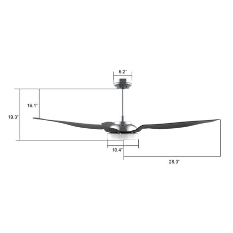 FLETCHER 56 inch 3 - Blade Smart Ceiling Fan with Remote& LED Light - LEDMyPlace