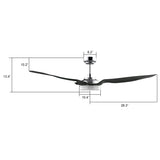 FLETCHER 56 inch 3 - Blade Smart Ceiling Fan with Remote& LED Light - LEDMyPlace