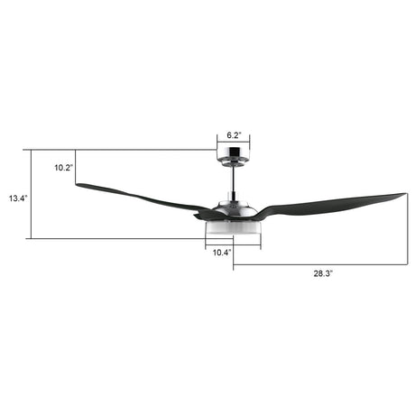 FLETCHER 56 inch 3 - Blade Smart Ceiling Fan with Remote& LED Light - LEDMyPlace