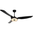 Fletcher 60" In. Black/Black 3 Blade Smart Ceiling Fan with LED Light Kit Works with Led Light Kit & Remote - BUILDMYPLACE