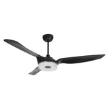 Fletcher 60" In. Black/Black 3 Blade Smart Ceiling Fan with LED Light Kit Works with Led Light Kit & Remote - BUILDMYPLACE