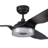 Fletcher 60" In. Black/Black 3 Blade Smart Ceiling Fan with LED Light Kit Works with Led Light Kit & Remote - BUILDMYPLACE