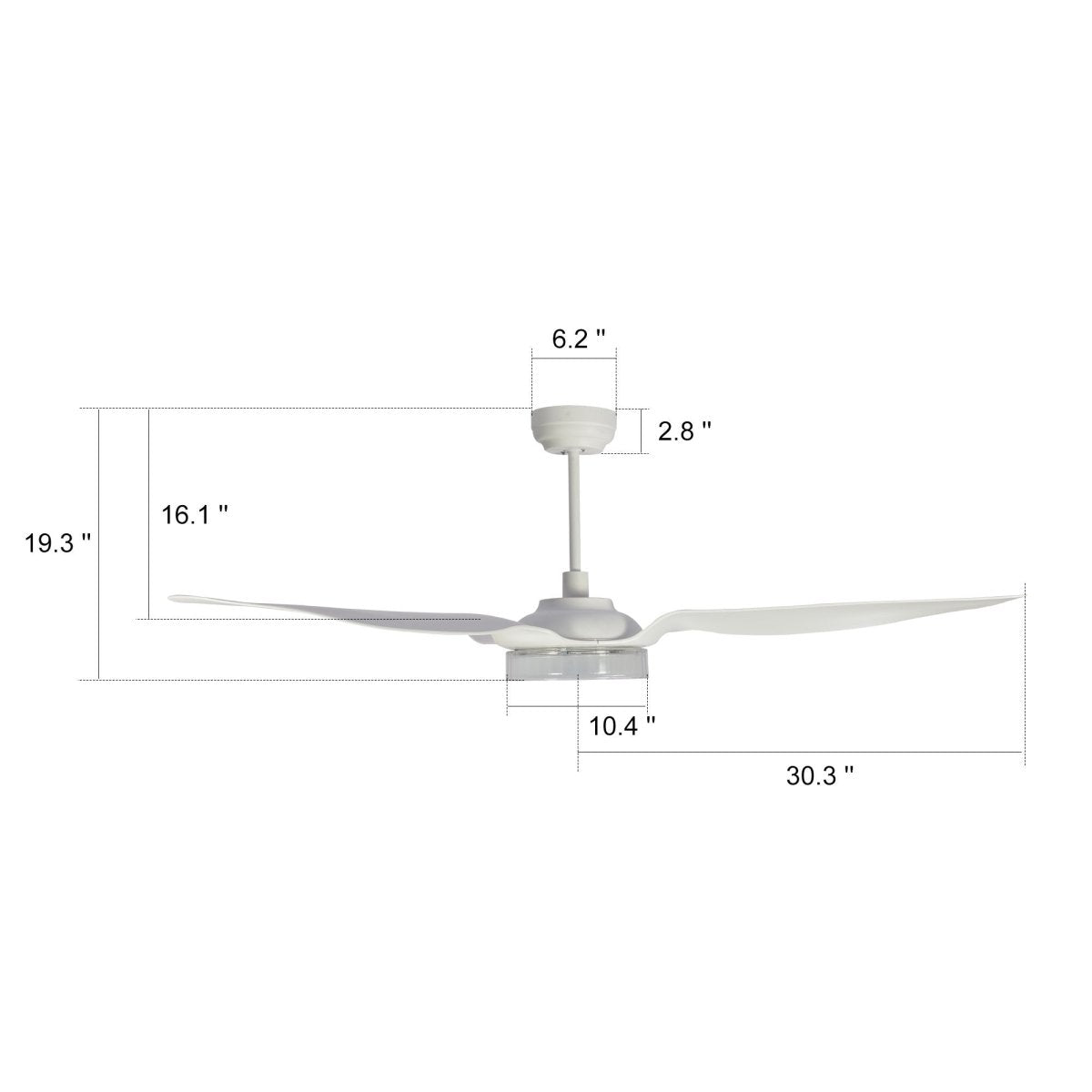 FLETCHER 60 inch 3 - Blade Smart Ceiling Fan with LED Light & Remote - LEDMyPlace