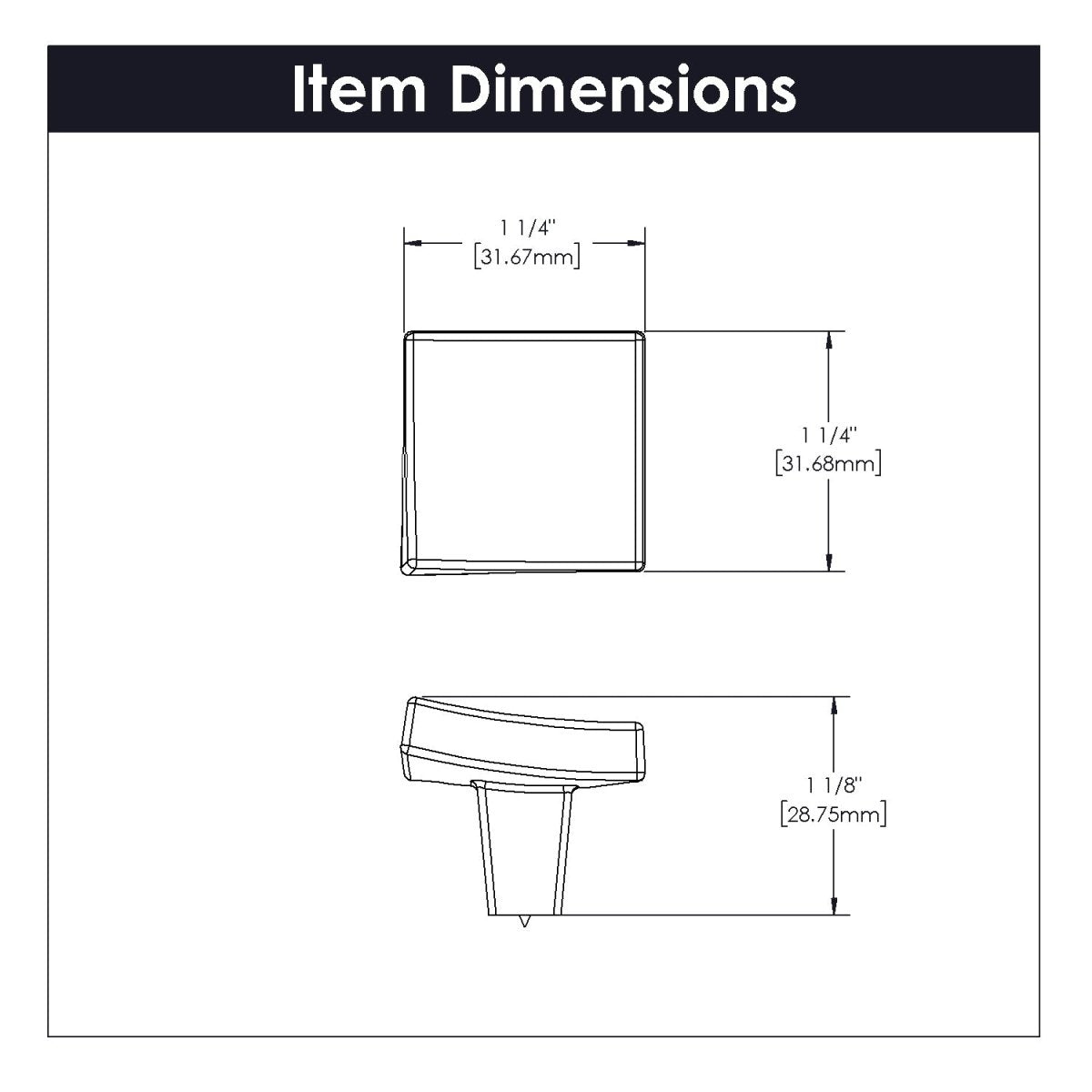 Flex Collection - Belwith Keeler - Knob, 1 - 1/4" Sq. | B076716 - BUILDMYPLACE