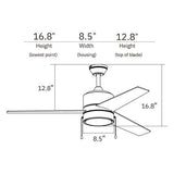 FLINT 52 inch 3 - Blade Ceiling Fan with LED Light and Pull Chain - LEDMyPlace
