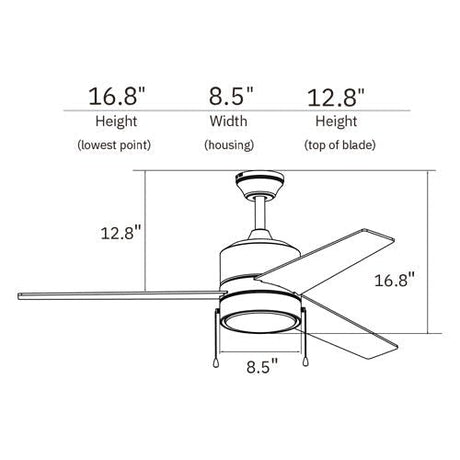FLINT 52 inch 3 - Blade Ceiling Fan with LED Light and Pull Chain - LEDMyPlace