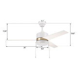 FLINT 52 inch 3 - Blade Ceiling Fan with LED Light and Pull Chain - LEDMyPlace