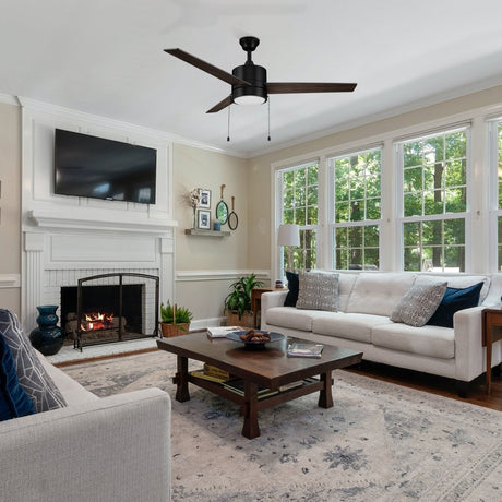 FLINT 52 inch 3 - Blade Ceiling Fan with LED Light and Pull Chain - LEDMyPlace