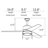 FLINT 52 inch 3 - Blade Ceiling Fan with LED Light and Pull Chain - LEDMyPlace