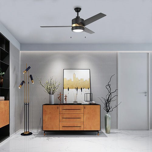 FLINT 52 inch 3 - Blade Ceiling Fan with LED Light and Pull Chain - LEDMyPlace