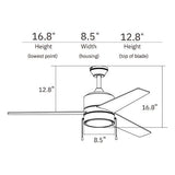 FLINT 52 inch 3 - Blade Ceiling Fan with LED Light and Pull Chain - LEDMyPlace