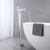 Floor Mount Freestanding Tub Filler with Hand Held Shower - BUILDMYPLACE