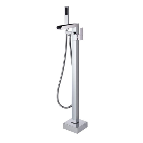 Floor Mount Freestanding Tub Filler with Hand Held Shower - BUILDMYPLACE