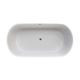 Flora 67 in. Classic Series Acrylic Freestanding Soaking Bathtub in Glossy White with Chrome - Plated Drain Cover & Pop Up - Overflow Hole - BUILDMYPLACE