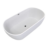 Flora 67 in. Classic Series Acrylic Freestanding Soaking Bathtub in Glossy White with Chrome - Plated Drain Cover & Pop Up - Overflow Hole - BUILDMYPLACE