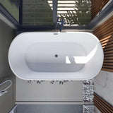 Flora 67 in. Classic Series Acrylic Freestanding Soaking Bathtub in Glossy White with Chrome - Plated Drain Cover & Pop Up - Overflow Hole - BUILDMYPLACE