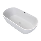 Flora 67 in. Classic Series Acrylic Freestanding Soaking Bathtub in Glossy White with Chrome - Plated Drain Cover & Pop Up - Overflow Hole - BUILDMYPLACE