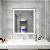 Moreno Florence 31''W x 35.5''H LED Bathroom Mirror With Bluetooth, Time & Temperature Display