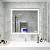 Moreno Florence 40''W x 35.5''H LED Bathroom Mirror With Bluetooth, Time & Temperature Display