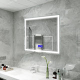 Moreno Florence 40''W x 35.5''H LED Bathroom Mirror With Bluetooth, Time & Temperature Display