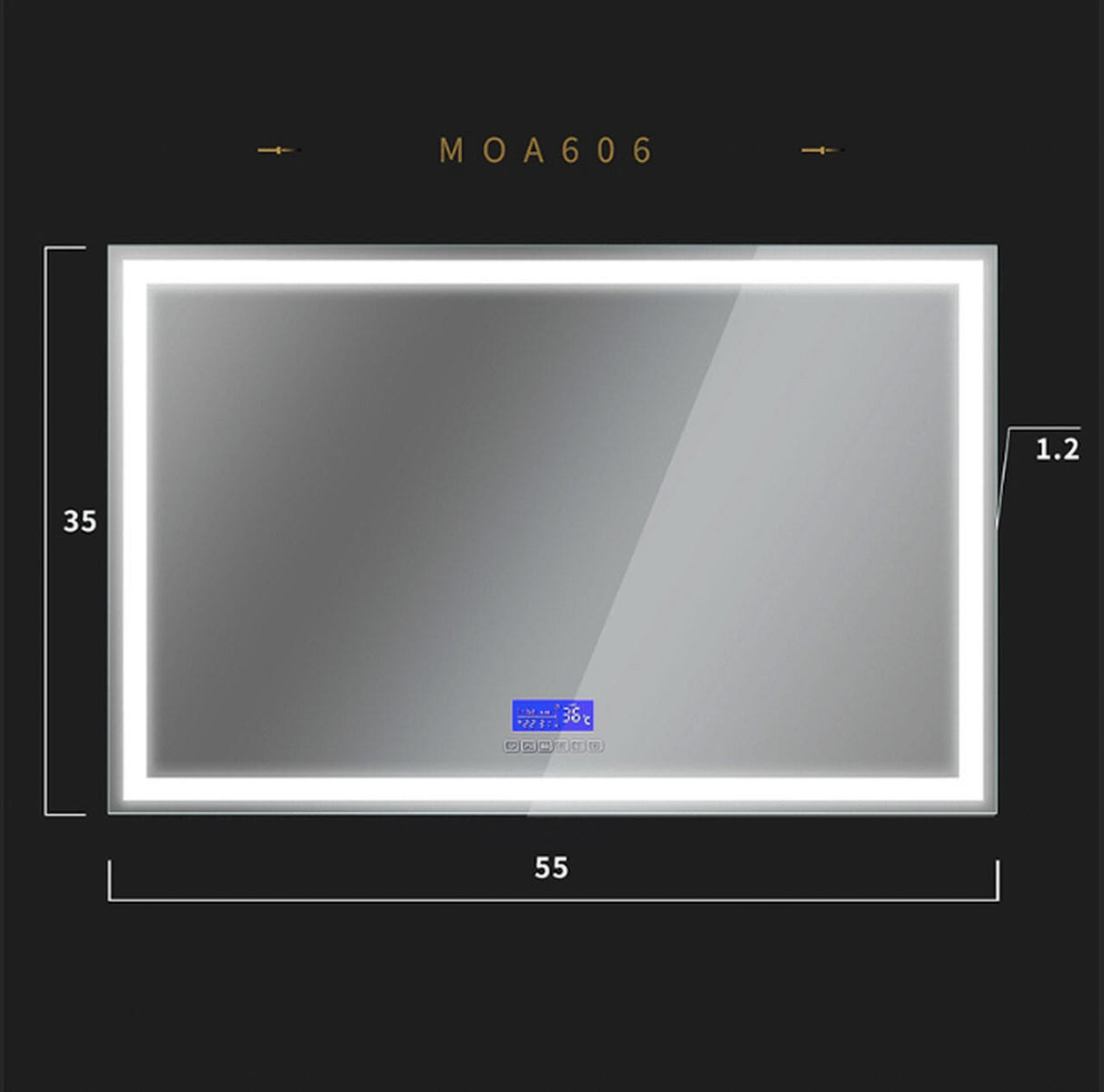 Moreno Florence 55''W x 35.5''H LED Bathroom Mirror With Bluetooth, Time & Temperature Display