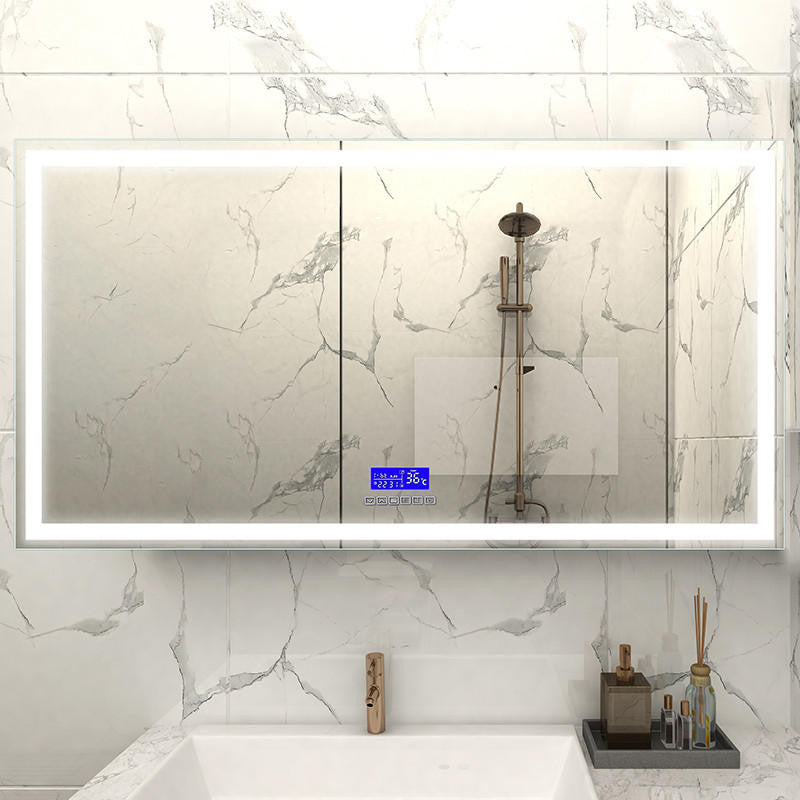 Moreno Florence 68''W x 35.5''H LED Bathroom Mirror With Bluetooth, Time & Temperature Display