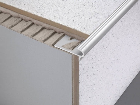 FLORENTOSTEP Stair nosing profile - 7/16 in H - Silver anodized - Aluminum in florentine styel - BUILDMYPLACE