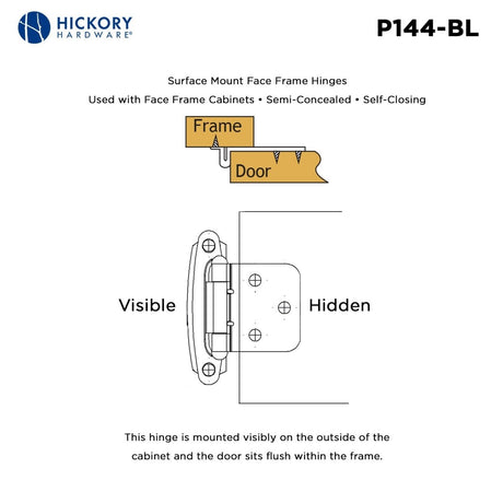 Flush Cabinet Hinges Surface Frame Self - Close (2 Hinges/Per Pack) - Hickory Hardware - BUILDMYPLACE