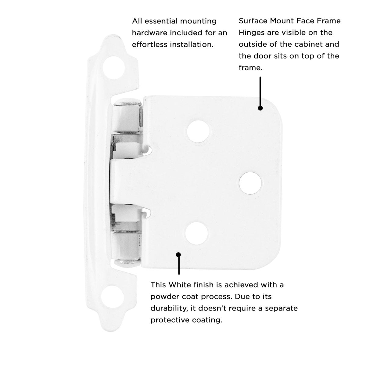 Flush Cabinet Hinges Surface Frame Self - Close (2 Hinges/Per Pack) - Hickory Hardware - BUILDMYPLACE