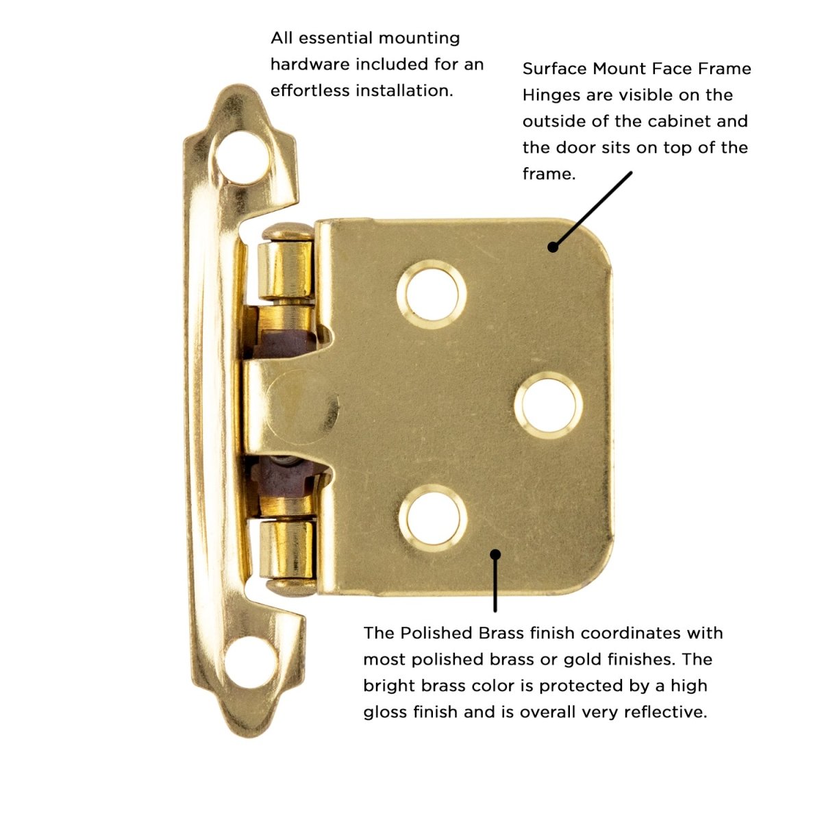 Flush Cabinet Hinges Surface Frame Self - Close (2 Hinges/Per Pack) - Hickory Hardware - BUILDMYPLACE