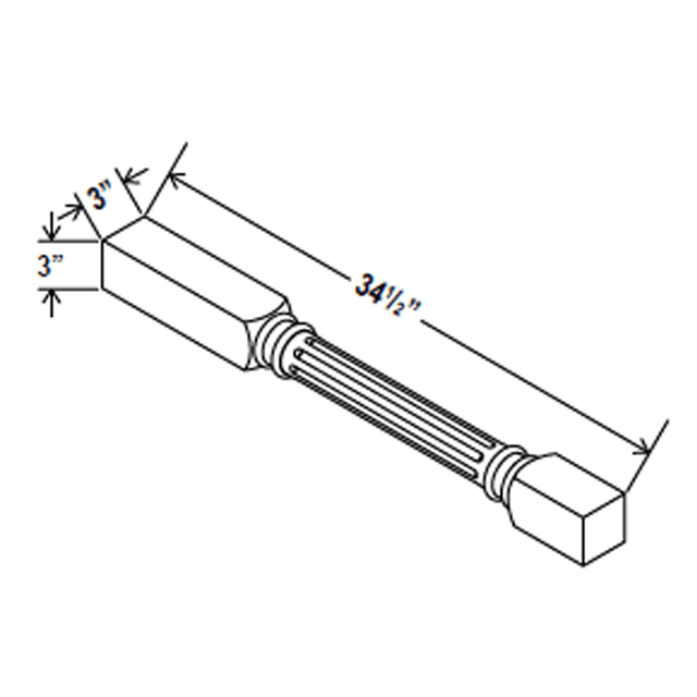 Fluted Decorative Leg - 3W x 34 1/2H x 3D - Charleston Saddle - RTA - BUILDMYPLACE