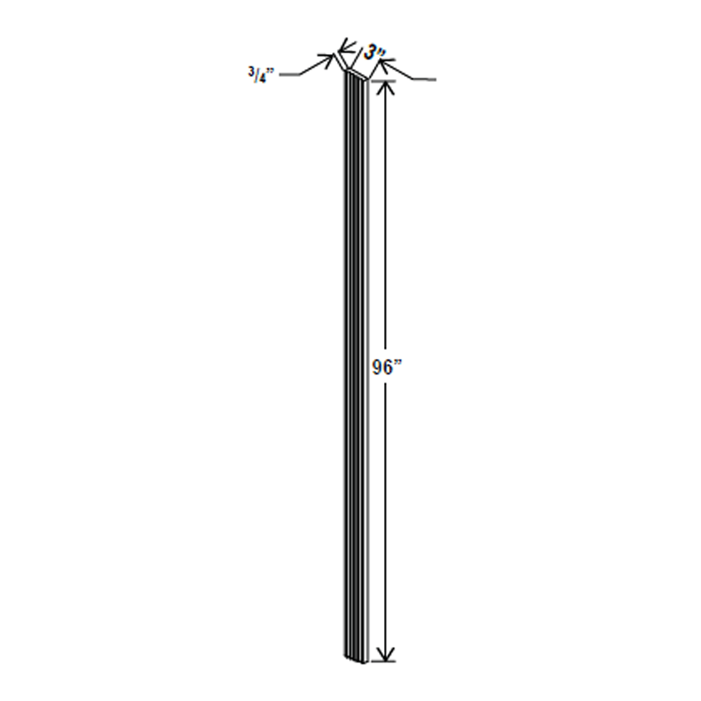 Fluted Tall Filler - 3W x 96H x 3/4D - Charleston White - RTA - BUILDMYPLACE