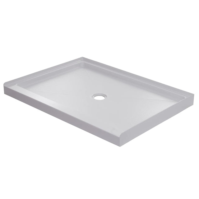 Foremost White Single Curb Shower Base With Center Drain - BUILDMYPLACE