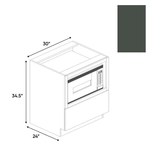 Forest Green Matte - Base Microwave Cabinet - 30"W x 34.5"H x 24"D - Pre Assembled - Frameless Cabinet - BUILDMYPLACE