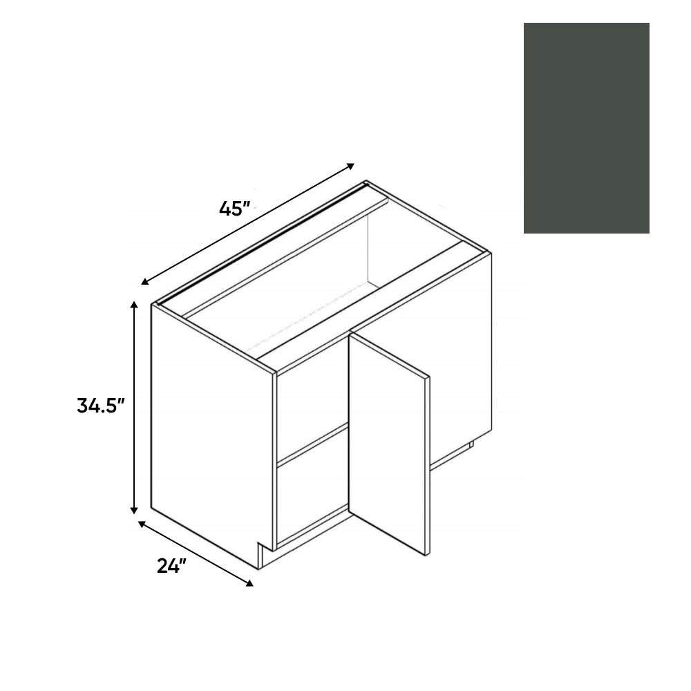 Forest Green Matte - Blind Corner Base Cabinet - 45"W x 34.5"H x 24"D - Pre Assembled - Frameless Cabinet - BUILDMYPLACE