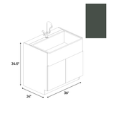 Forest Green Matte - Farm Sink Base Cabinet - 36"W x 34.5"H x 24"D - Pre Assembled - Frameless Cabinet - BUILDMYPLACE