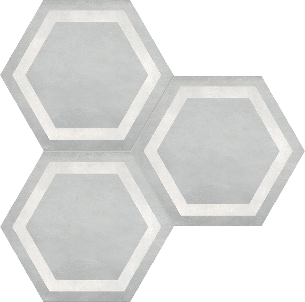 Form Ice Hexagon Frame 7 in. Matte Pressed Glazed Porcelain Mosaic - BUILDMYPLACE