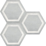 Form Ice Hexagon Frame 7 in. Matte Pressed Glazed Porcelain Mosaic - BUILDMYPLACE