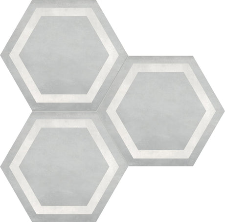 Form Ice Hexagon Frame 7 in. Matte Pressed Glazed Porcelain Mosaic - BUILDMYPLACE