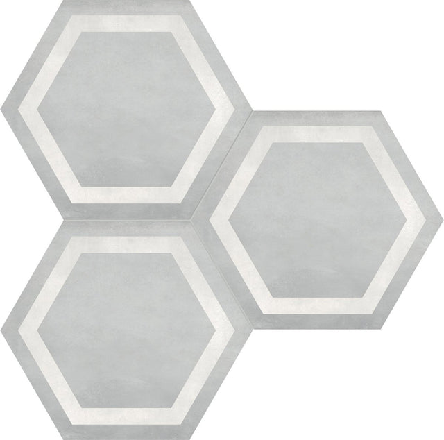 Form Ice Hexagon Frame 7 in. Matte Pressed Glazed Porcelain Mosaic - BUILDMYPLACE