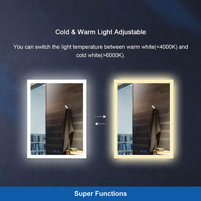 Francisco 55" LED Lit Mirror for Vanity with Variant Lighting Options