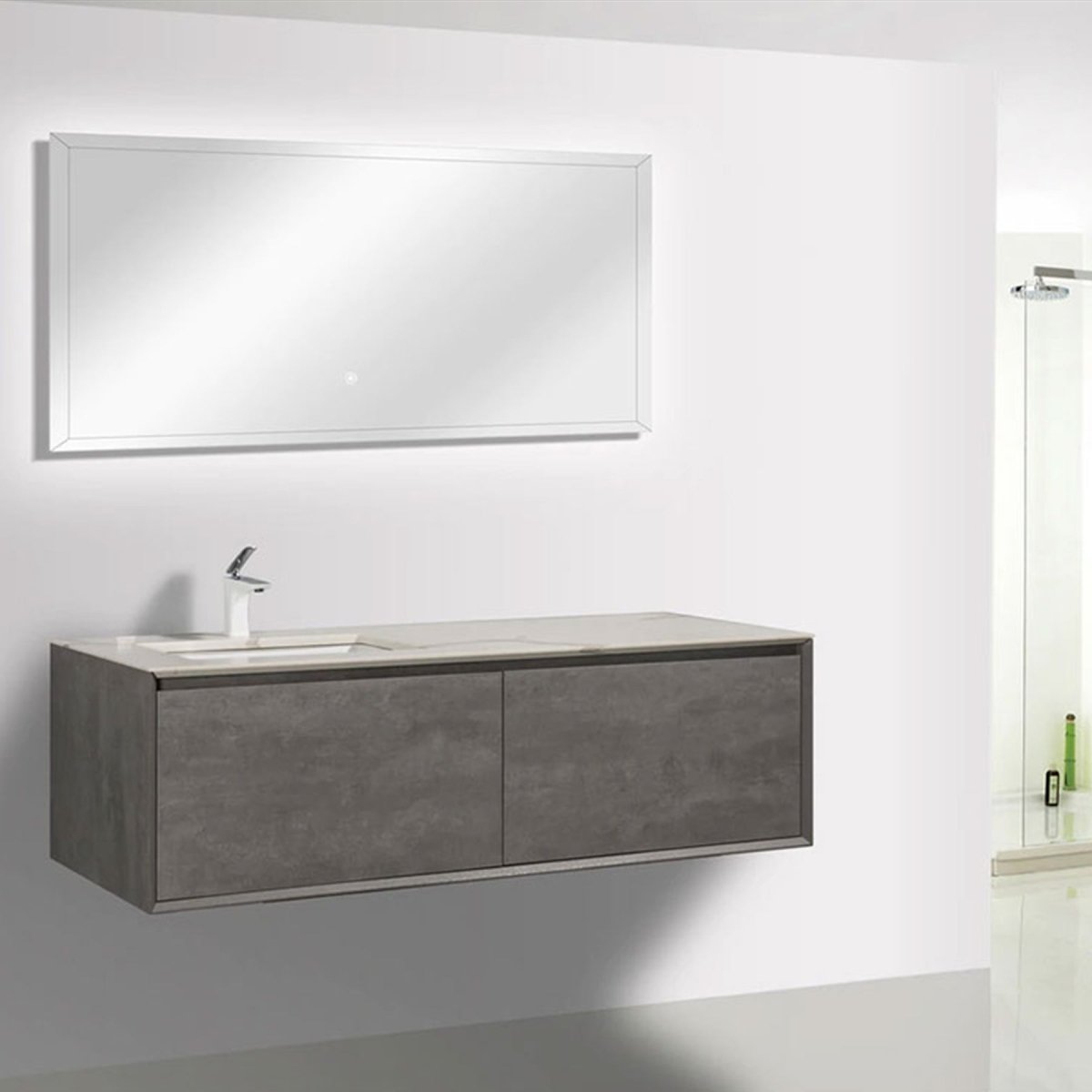 Freda Floating / Wall Mounted Bathroom Vanity With Acrylic Sink - BUILDMYPLACE