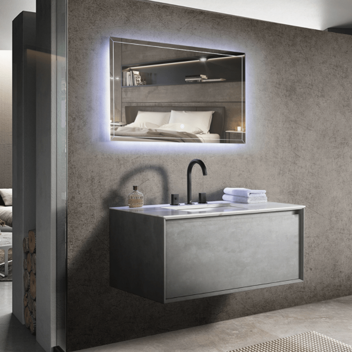 Freda Floating / Wall Mounted Bathroom Vanity With Acrylic Sink - BUILDMYPLACE