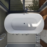 Flora 59 in. Classic Series Acrylic Freestanding Soaking Bathtub in Glossy White with Chrome-Plated Drain Cover & Pop Up-Overflow Hole