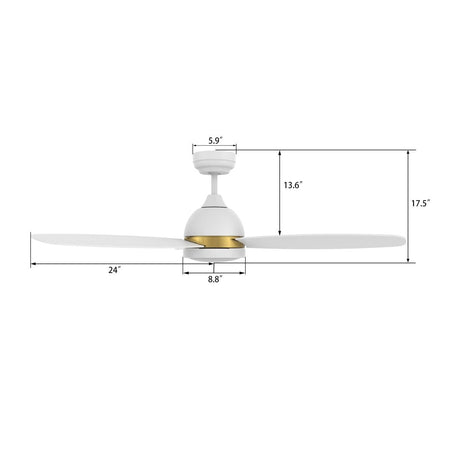 FREMONT 48 inch 3 - Blade Smart Ceiling Fan with LED Light & Remote - LEDMyPlace