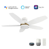 FREMONT 48 inch 5 - Blade Flush Mount Smart Ceiling Fan with LED Light & Remote - LEDMyPlace