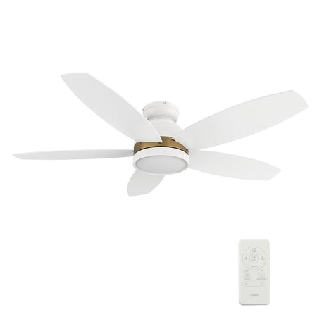 FREMONT 48 inch 5 - Blade Flush Mount Smart Ceiling Fan with LED Light & Remote - LEDMyPlace