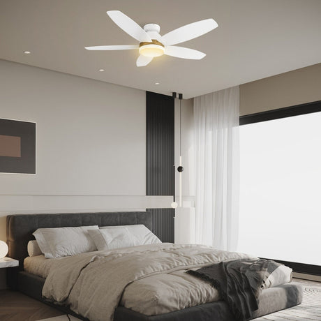 FREMONT 48 inch 5 - Blade Flush Mount Smart Ceiling Fan with Remote & LED Light - LEDMyPlace