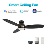 FREMONT 52 inch 3 - Blade Flush Mount Smart Ceiling Fan with LED Light & Remote - LEDMyPlace